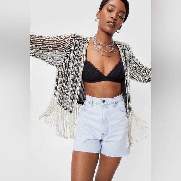 NASTY GAL PEARL JACKET (NWT) SIZE 10 - Picture 4 of 6